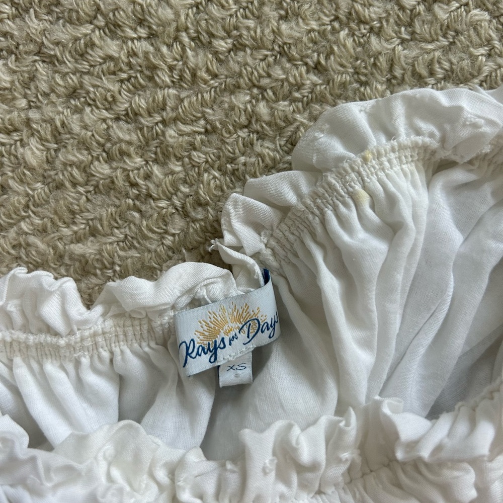 White Off-Shoulder Ruffle Romper - Picture 2 of 2
